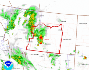 Radar image of Billings area from about 8:45 p.m. on June 6