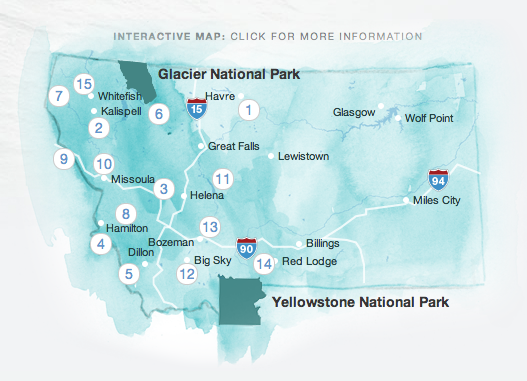 Screenshot from skimt.com, the state tourism office's new aggregator of Montana ski reports.